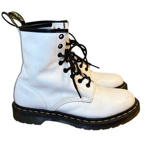 Dr. Martens Boot 1460 Soft T Leather Lace Up Ankle Combat AirWair White Women 9